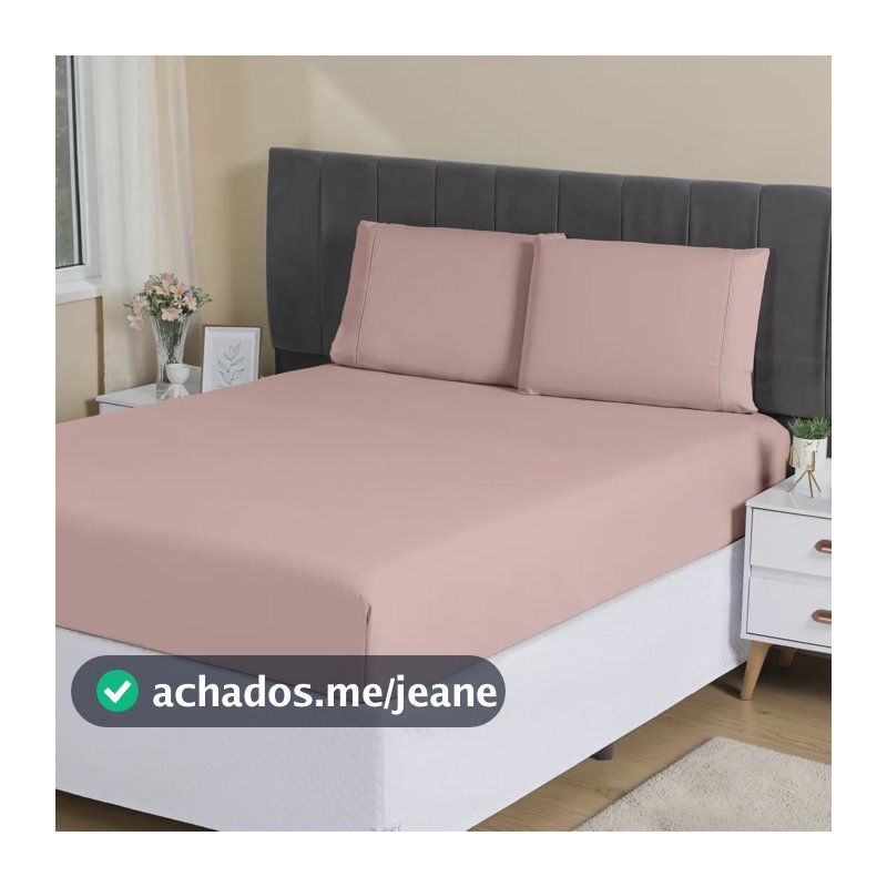 Jogo Lençol Casal 3pç 400 Fios Hipercal Conforto Macio Cor Rosa Desenho do tecido Liso
