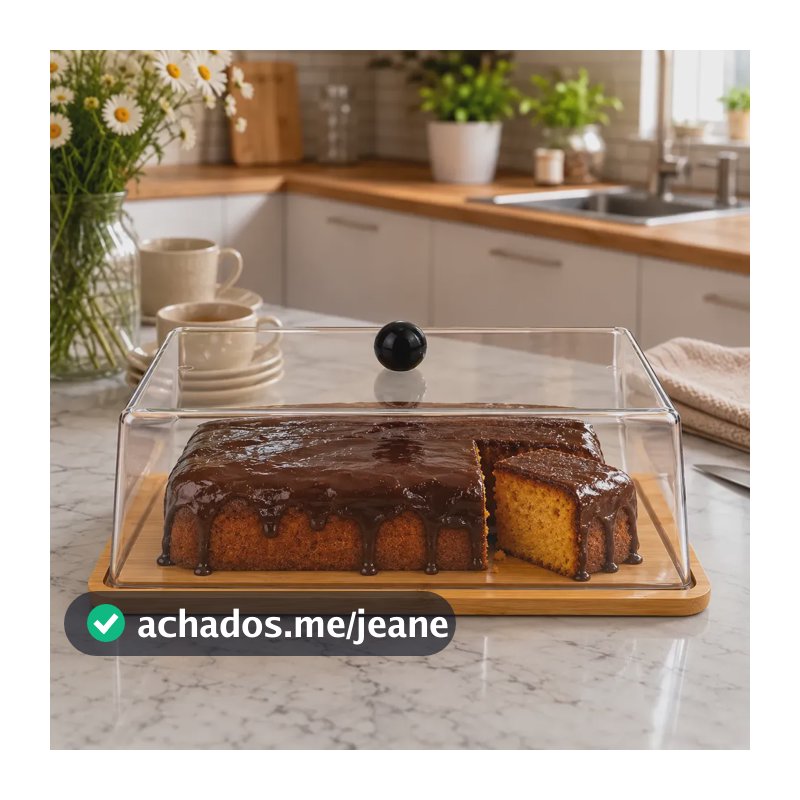 Boleira Bambu Porta Pão 35cm Tampa Salgados Sobremesas Doces Bambu