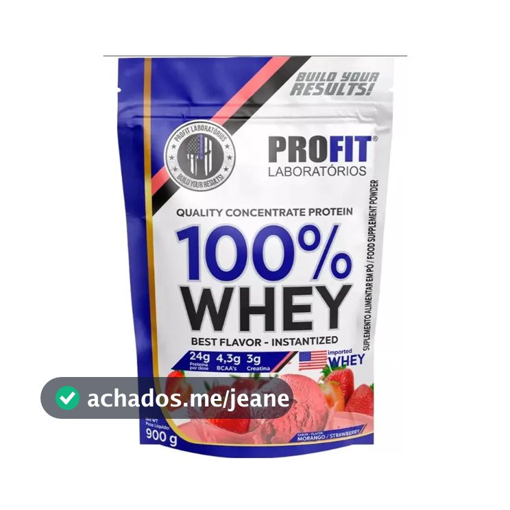 Whey protein Profit 100% Quality Concentrate em pó sabor Morango x 900g