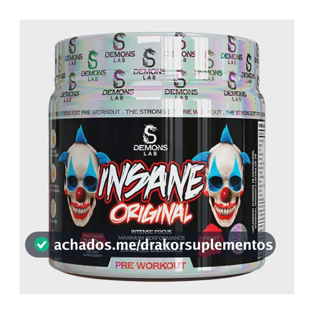 Pre Treino Insane Original Fruit Punch 300g - Demons Lab Suco De Frutas