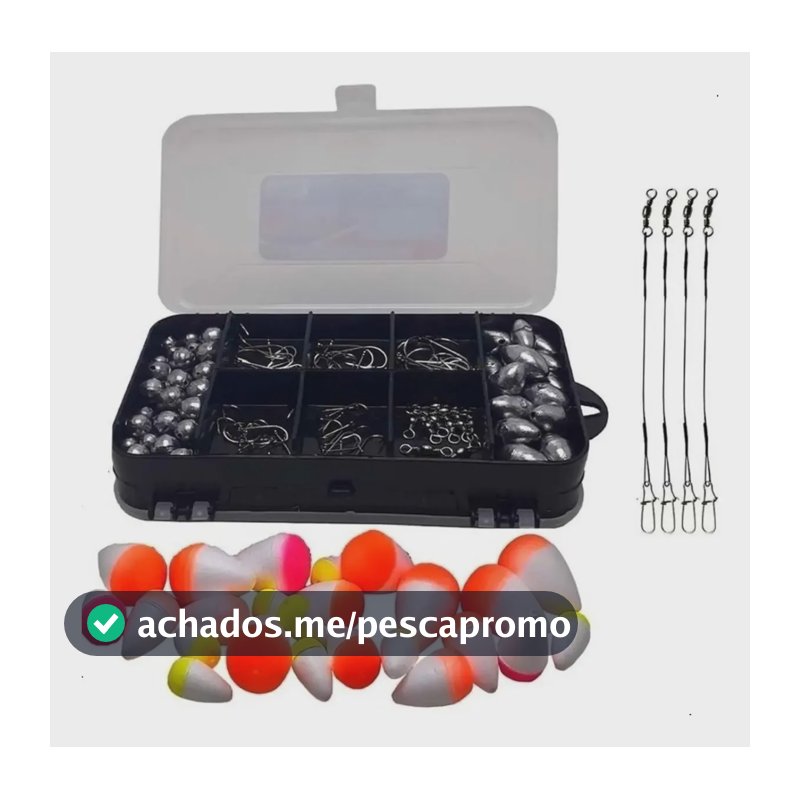 Kit Pesca Esportiva Estojo Anzol Girador Emp 131 Fishing Spo