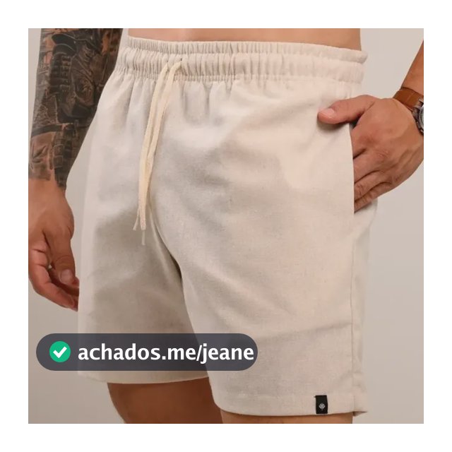 Short Masculino Mauricinho De Linho Cru Leve Slim Premium