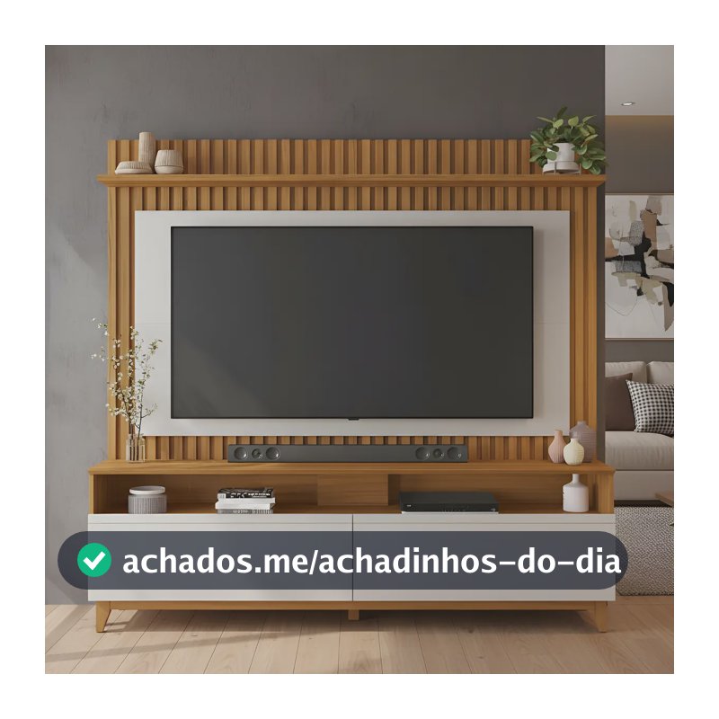 Estante Home Notável Móveis NT1340 para TV até 65" Freijó Trend e Off White