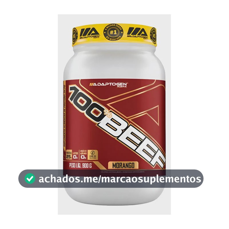 Beef Protein #1 Proteina Bovina Adaptogen Science Pote 900g Morango