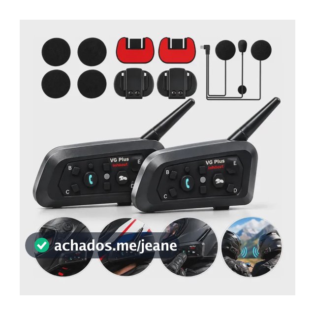 2 Intercomunicador V6 Pro 1200 Capacete Blueotooth Sem Fio