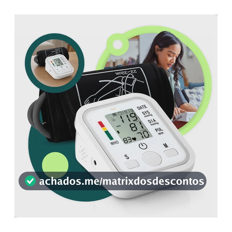 Aparelho Medidor de Pressão Arterial Aferidor Monitor Digital Uso Doméstico Automático Residencial Pressão De Braço Braçadeira Pulso Manguito Ajustável Memória Leitura Adultos Crianças Portátil Nixzen
