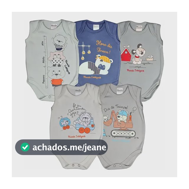 Body Bebê Regata Estampado - 5 Peças Mamãe Inteligente