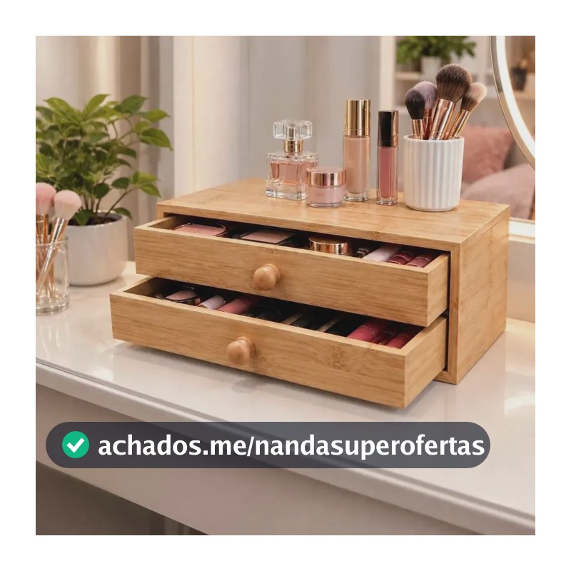 Gaveteiro De Mesa 2 Gavetas Organizador Multiuso Para Escritório Home Office Quarto Penteadeira Porta Joias Bijuterias Maquiagem Acessórios E Objetos Pequenos Organiza e Decora Seu Ambiente