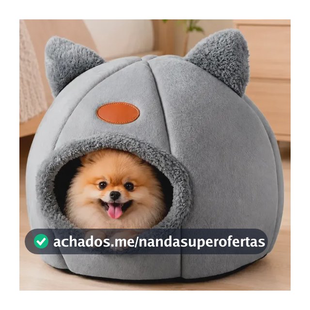 Caminha P/ Gato Cachorro Toca Redonda Casa Pelúcia Pet Cão Cor Cinza