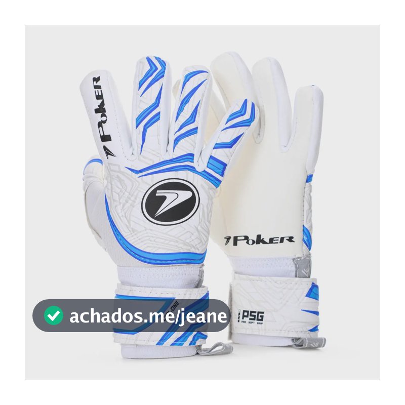 Luva De Goleiro Poker Campo Palma Profissional Grip Ciclone Cor Branco - Azul Tamanho 11