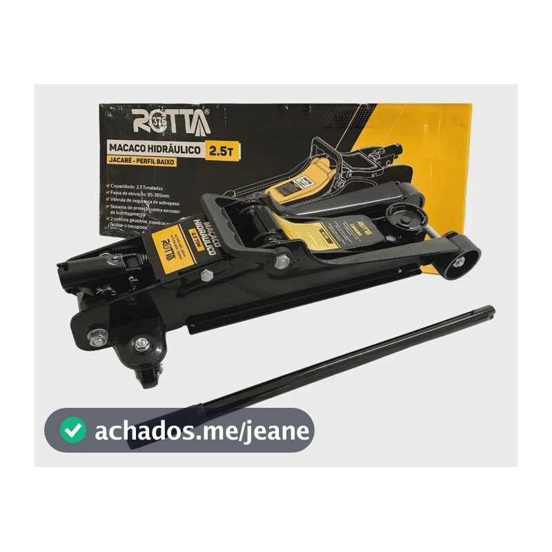 Macaco Hidráulico Rebaixado Tipo Jacaré Rotta376 2,5t Altura 8,5-38,5cm Carro Baixo