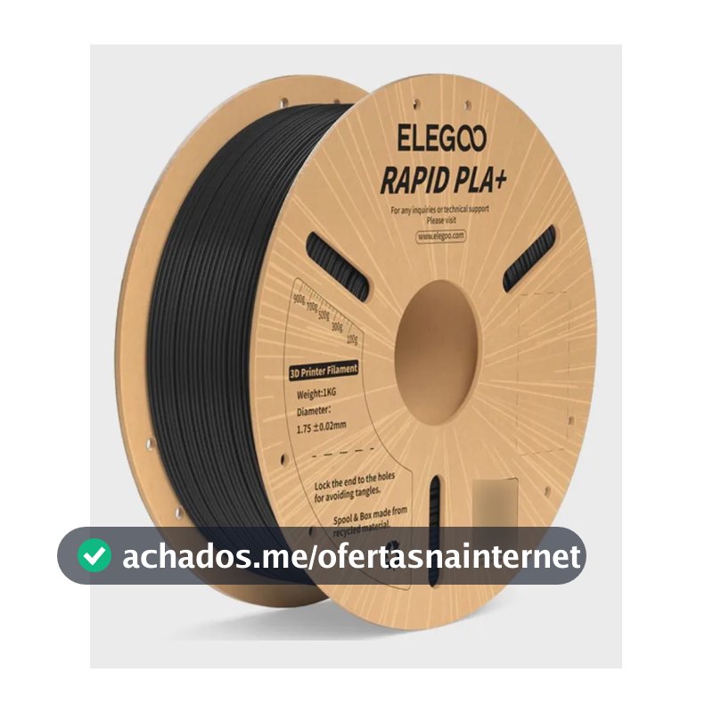 Filamento PLA Elegoo Rapid Preto 1.75mm 1kg Impressão 3D