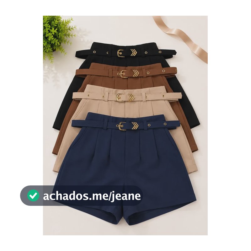Kit 4 Short Feminino Social Cintura Alta P M G Gg Preto-marrom-bege-azulmarinho Liso Gg