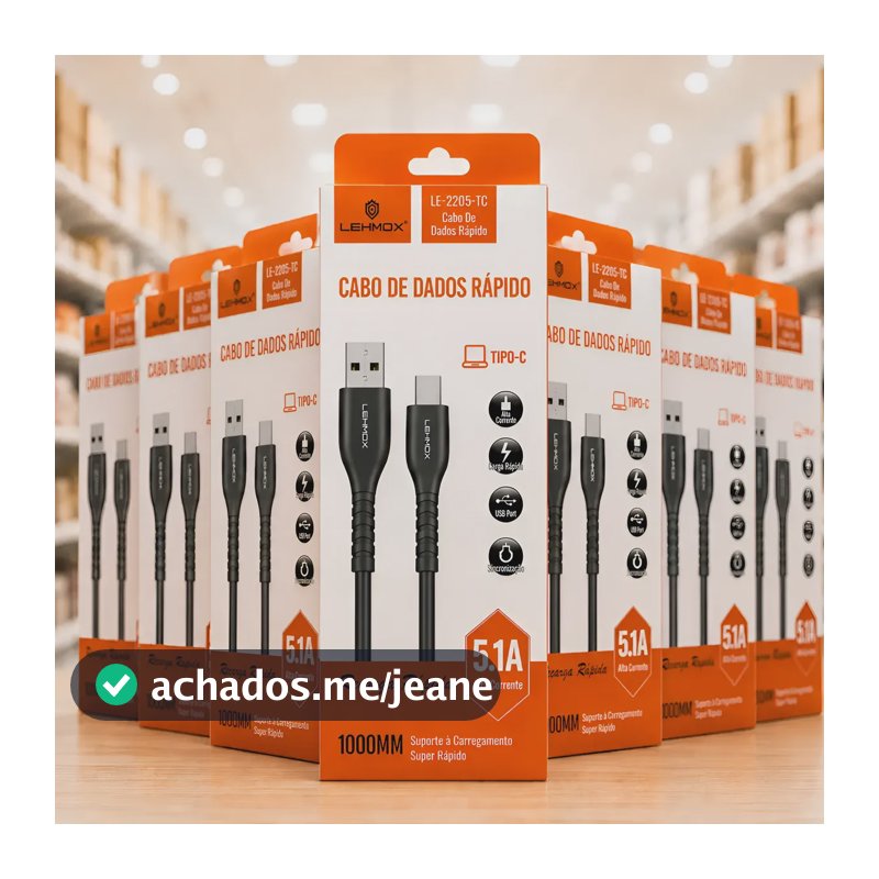 Kit 10 Cabo Usb Tipo C 5.1a Dados Carregador Rápido Atacado Preto