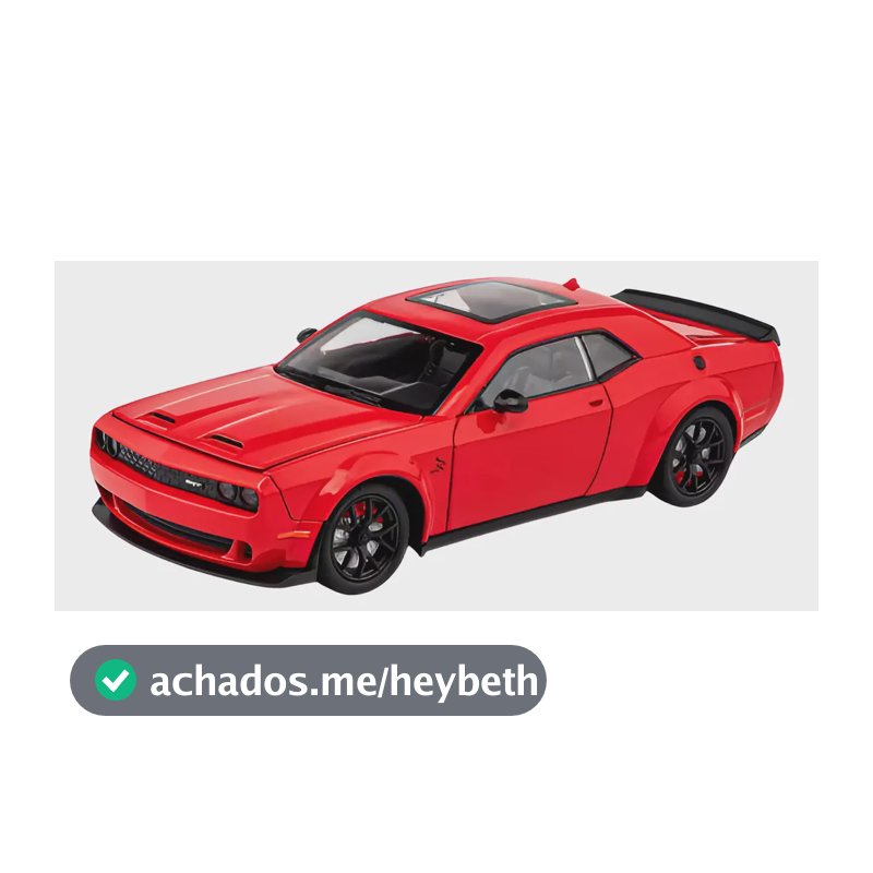 Miniatura Dodge Challenger Hellcat Srt 1:24 Che Zhi Vermelho