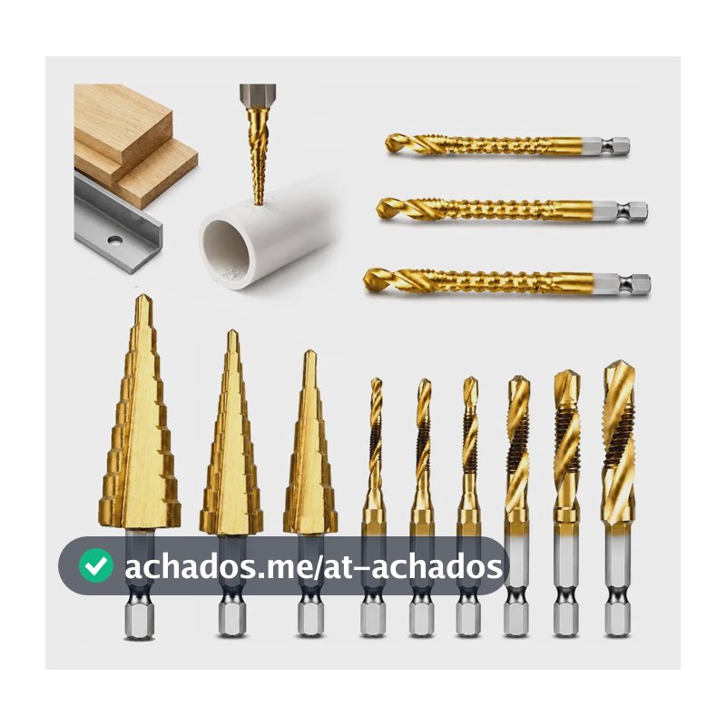 Kit 12 Peças Brocas Escalonadas Hss Titânio Metal Madeira