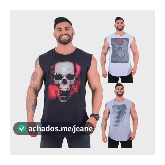 Kit 3 Regata Machão Longline Masculina Mxd Conceito Premium