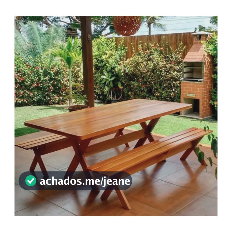 Conjunto Mesa Rústica Com Bancos Madeira Churrasco 2,00m Cerejeira