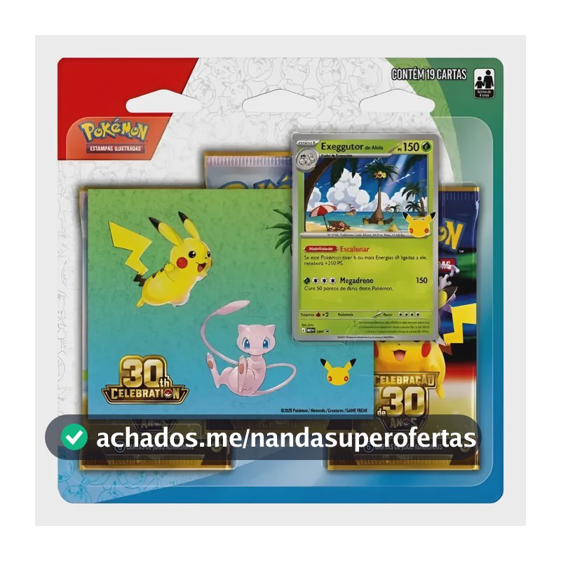 Pokémon Coleção 30 Anos Blister Triplo Exeggutor Copag Português