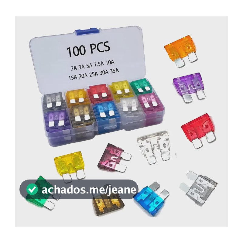 Fusível Automotivo Médio Lâmina Kit 100PCS 2A-35A Onn Smart Things