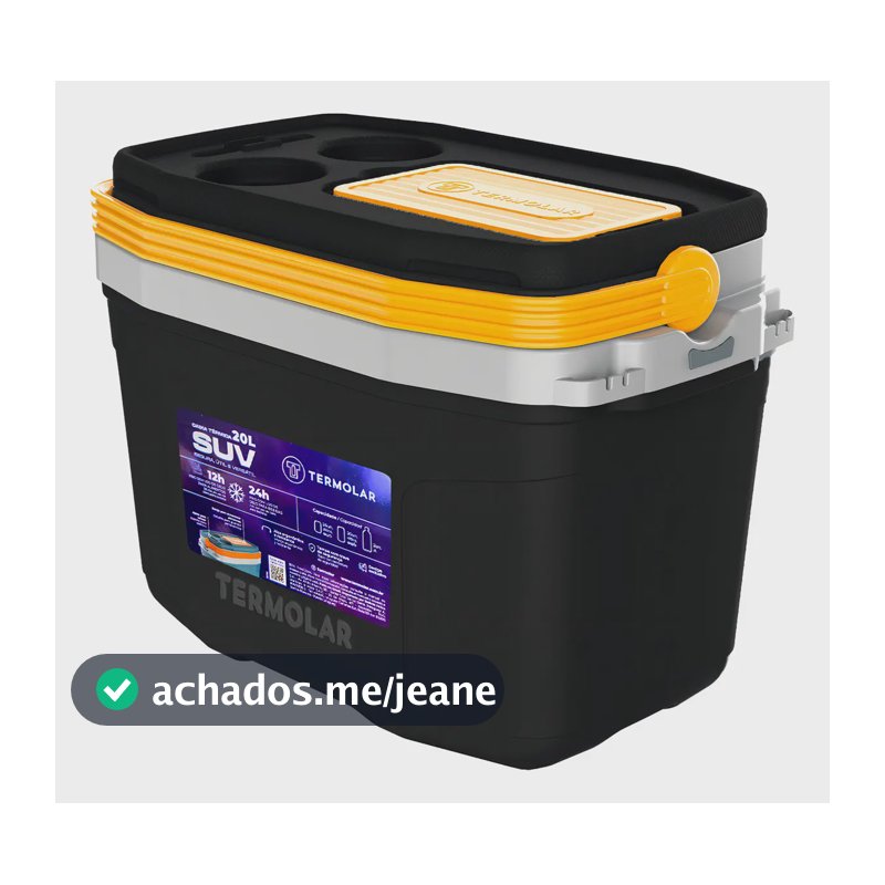 Caixa Termica Suv Cooler Com Alça 20 Litros Praia Pesca Camping Cor Preto E Amarelo Termolar