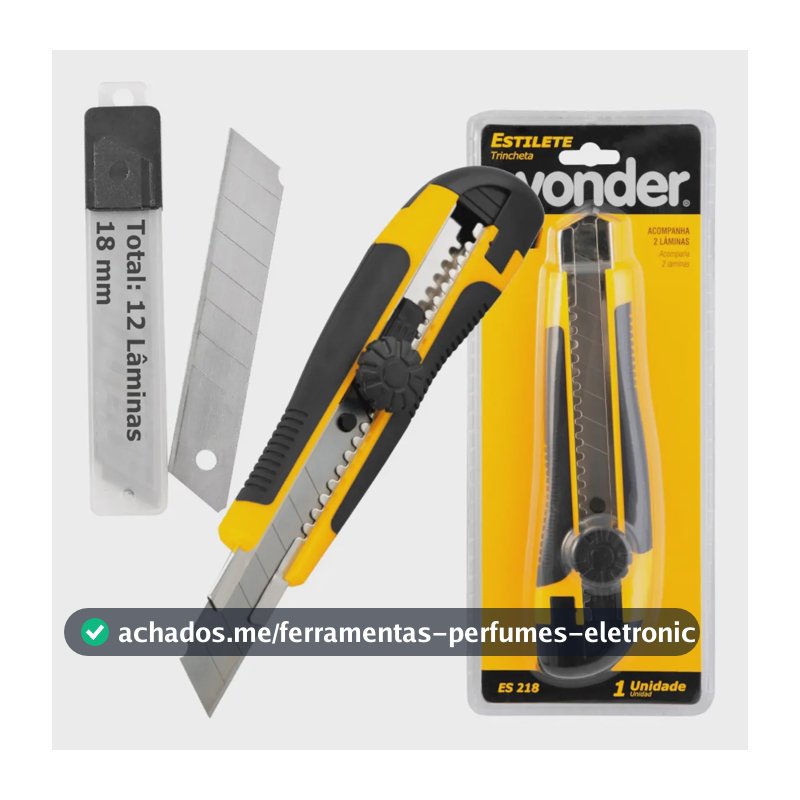 Jogo de estilete Profissional com trava 12 lâminas 18mm embo Vonder ES 218
