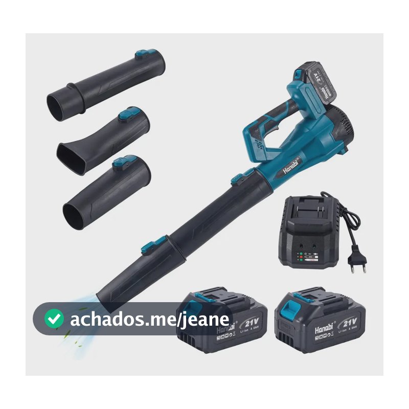 Soprador De Folhas Potente Brushless 2x Baterias 4.0ah 21v Azul-petróleo 127/220v