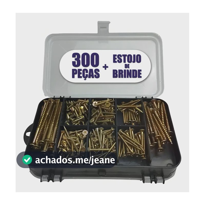 Kit 300 Parafusos Chipboard Philips, Buchas e Maleta