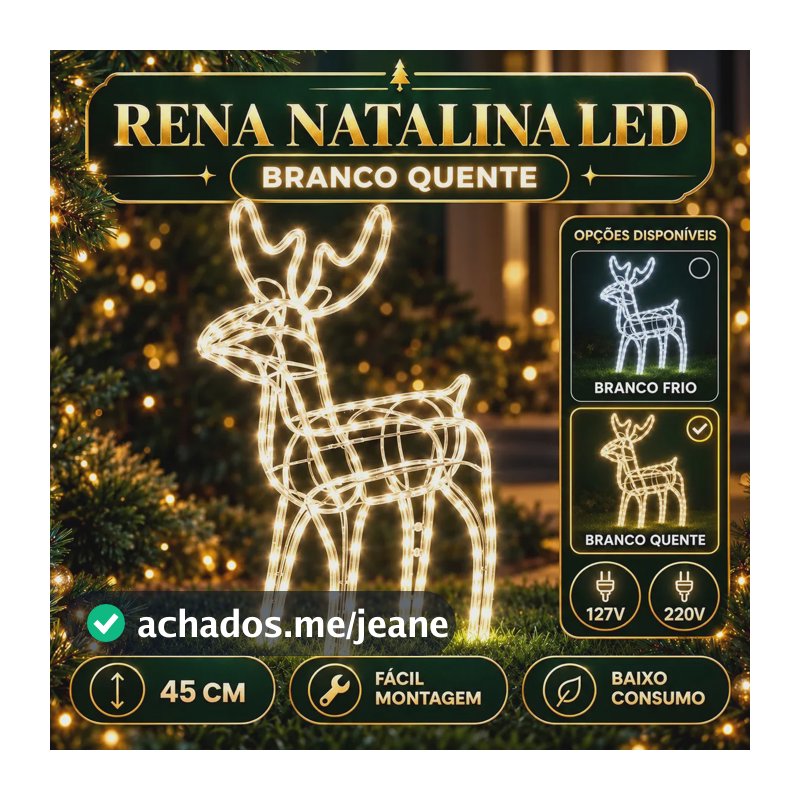 Rena de Natal 220v Papai Noel Pisca Enfeite Decoração Natalina Luxo Luzes Branco Quente Para Jardim Quintal Telhado LuvinCo