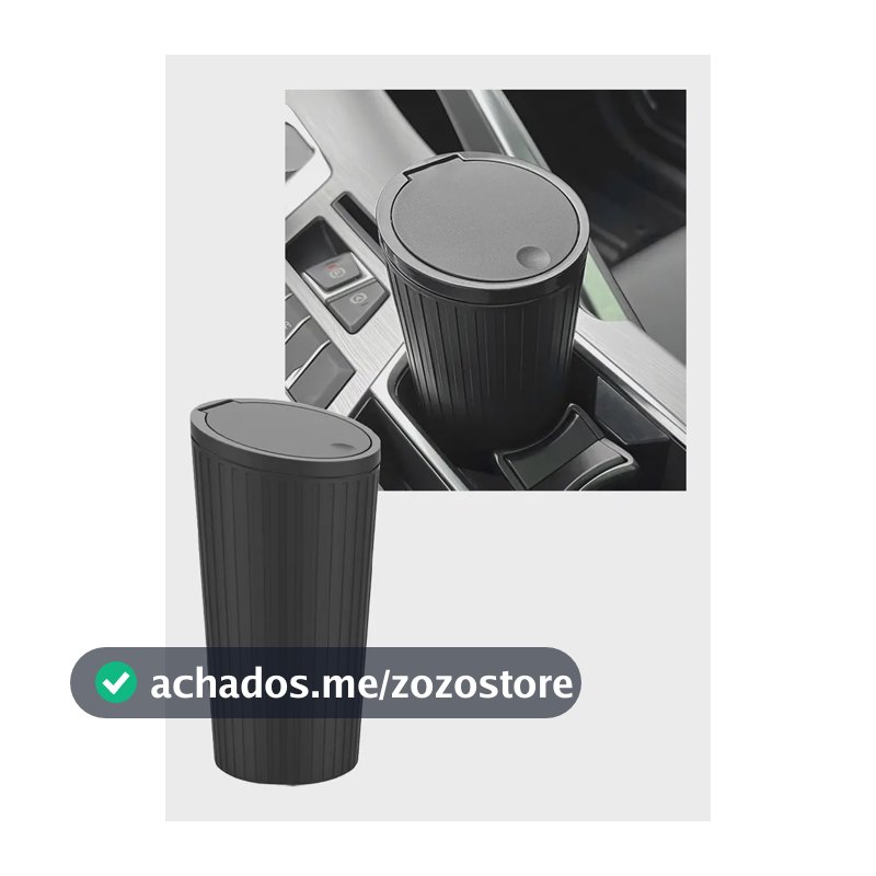 Lixeira Automotiva Encaixe Porta Copos Lixo Carro Uber Cesto Acessório Console Interior Lixo Preto