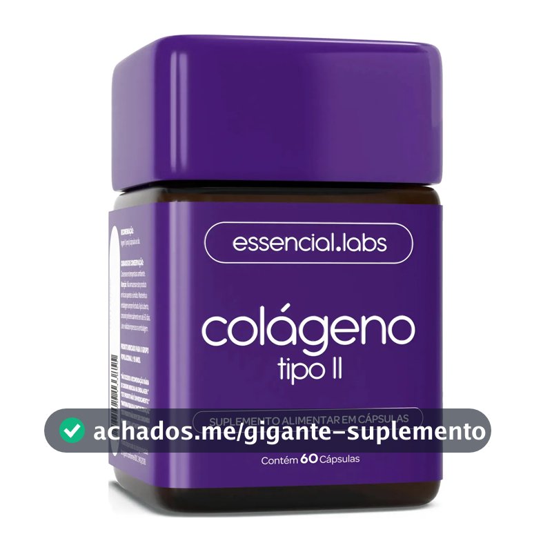 COLÁGENO TIPO 2 com 45mg - Fórmula Exclusiva com Máxima Concentração e Biodisponibilidade - 60 Cápsulas