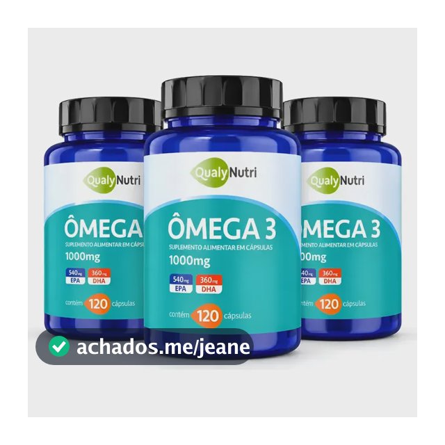 Ômega 3 1000mg Kit 3 Frascos 120 Cáps Epa Dha Qualy Coração 360 Cápsulas