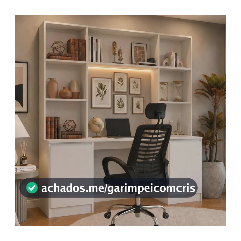 Escrivaninha com Estante Escritório 2 Portas e 5 Prateleiras Smart Multimóveis MP6075