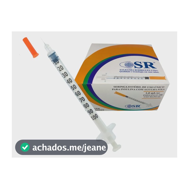 Seringa Insulina 100ui Agulha 6mmx25mm Fixa 1ml 20 Unidades 1 Ml
