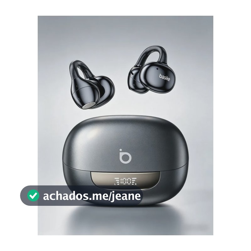 Basike Fone de Ouvido Bluetooth com Ear Clip TWS OWS HiFi Esportivo 42h Bateria IPX6 Prova d'Água e Suor ENC Cancelamento Ruído Microfone Ideal Academia Corrida Treinos Compatível Todos Celulares