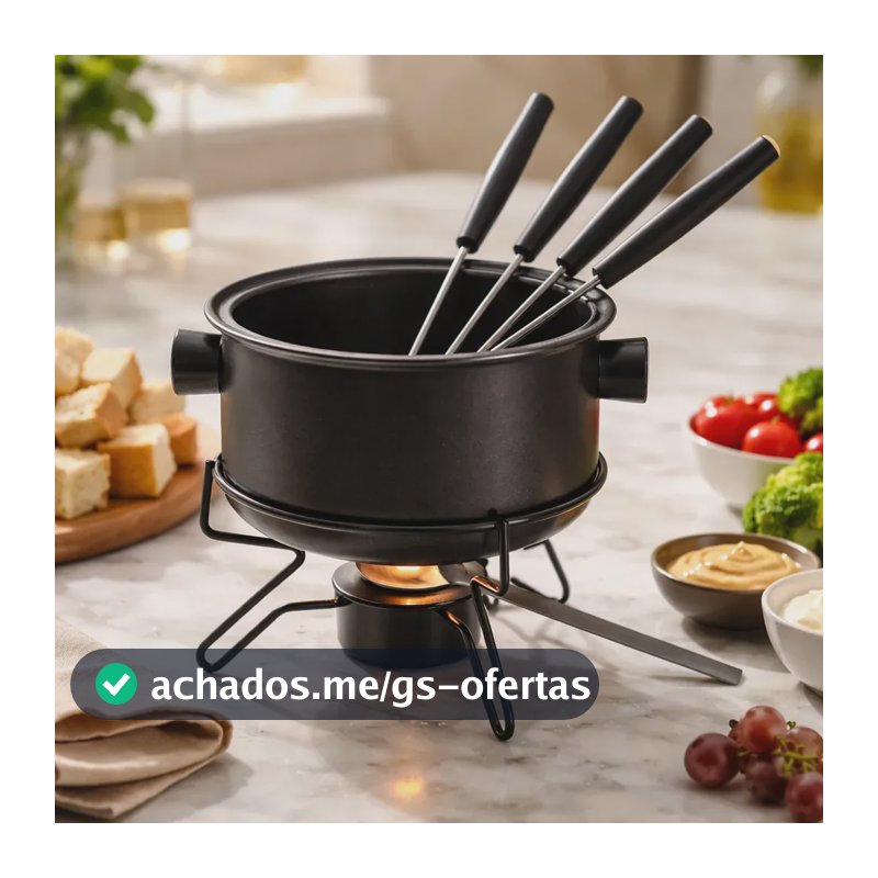 Conjunto De Fondue Panela Antiaderente Preto 700ml 7pcs - Le Roux