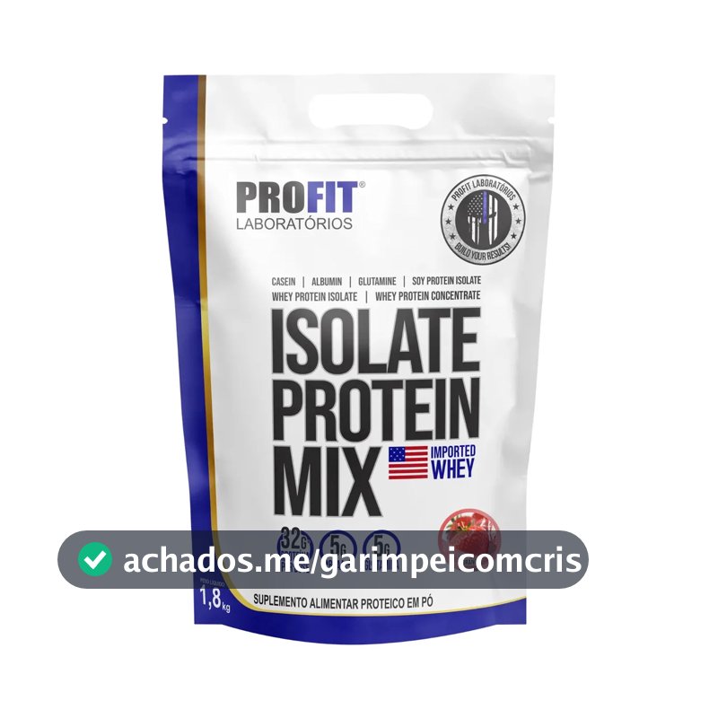 Whey Isolate Protein Mix Refil 1,8kg - Profit Labs Sabor Morango