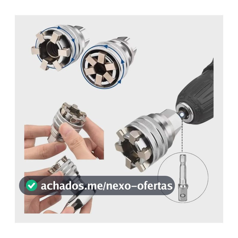 Chave Soquete Universal Ajustável 10-19mm Alta Resistência Prata