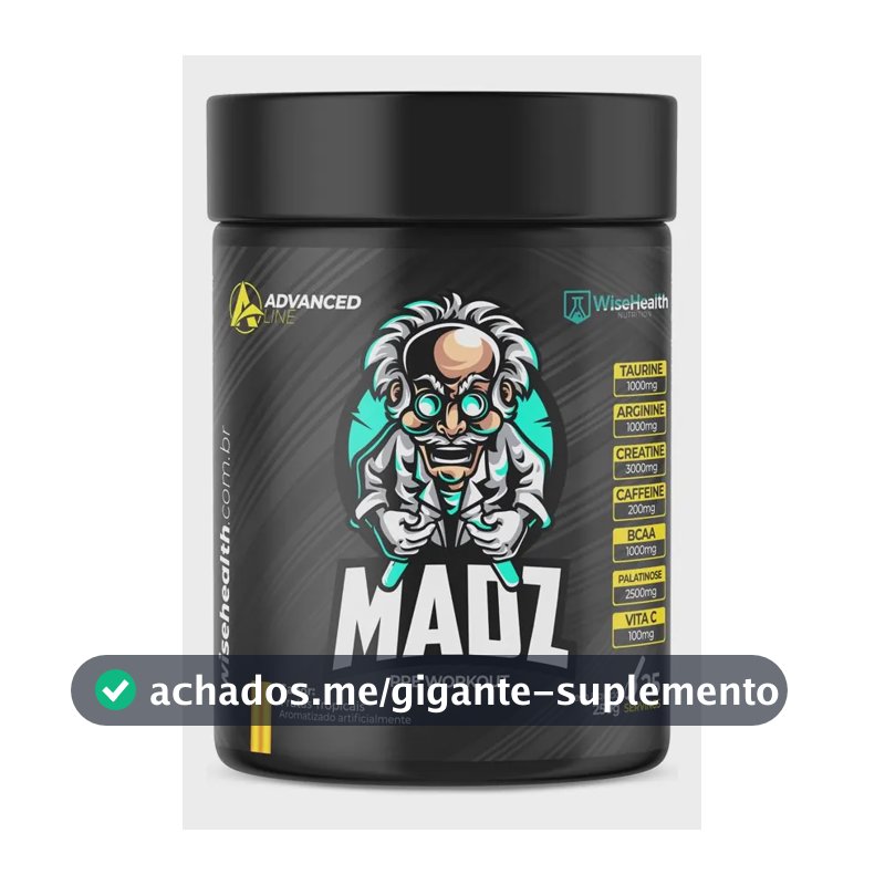 Pré Treino Madz 250g - Fórmula Exclusiva - Wisehealth Sabor Frutas tropicais