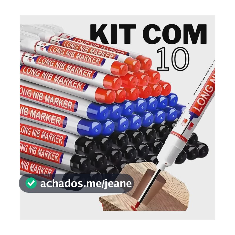 Kit 10 Canetas Ponta Longa Marcador Permanente Furo Madeira! Mix