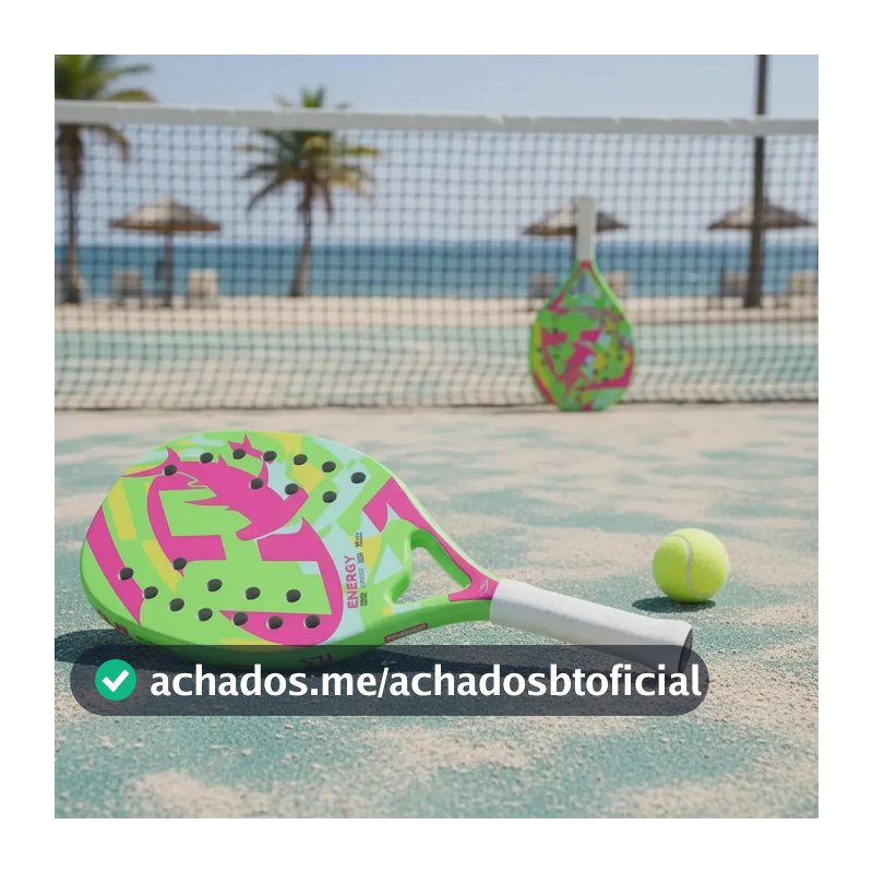 Raquete Beach Tennis Fibra Vidro/moldura Carbono + Mochila Cor Verde-limão