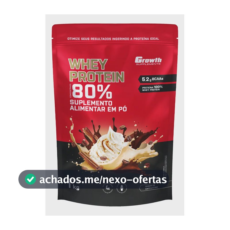 Suplemento em pó Growth Supplements Whey Protein Concentrado sabor Capuccino 1 kg