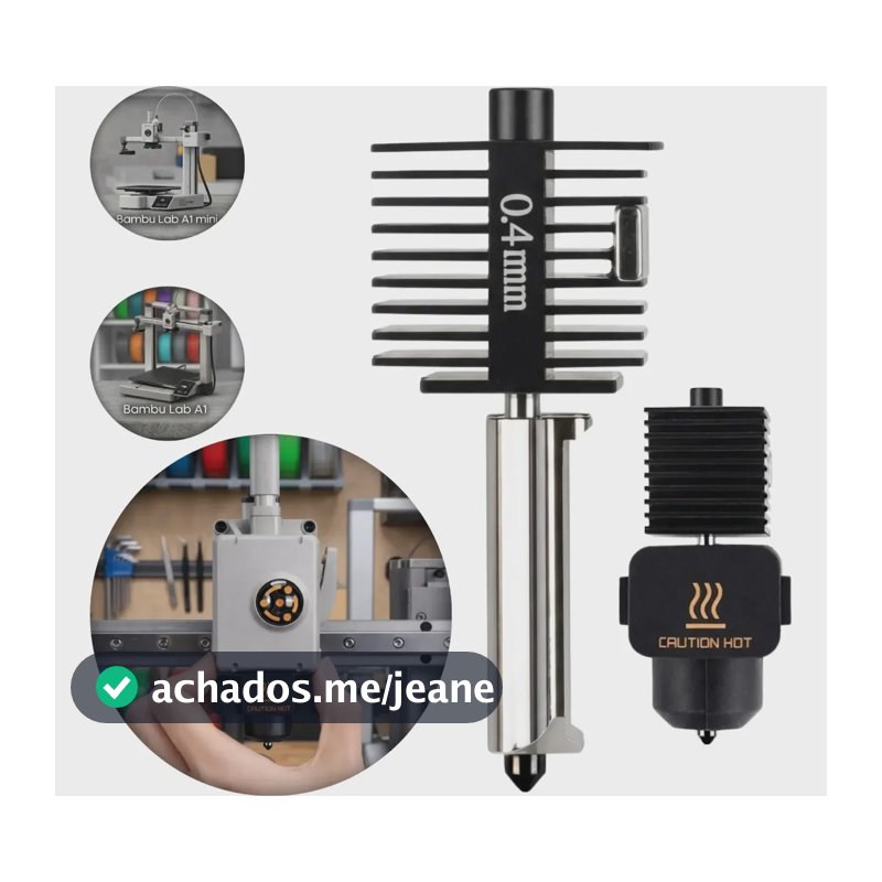 Hotend Compativel Bambu Lab A1 E A1 Mini Bico Aço Endurecido 0.4mm - Padrão