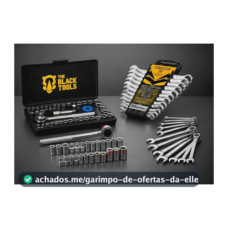 Jogo Ferramentas 50 Peças Soquetes Catraca Chave Combinada Preto