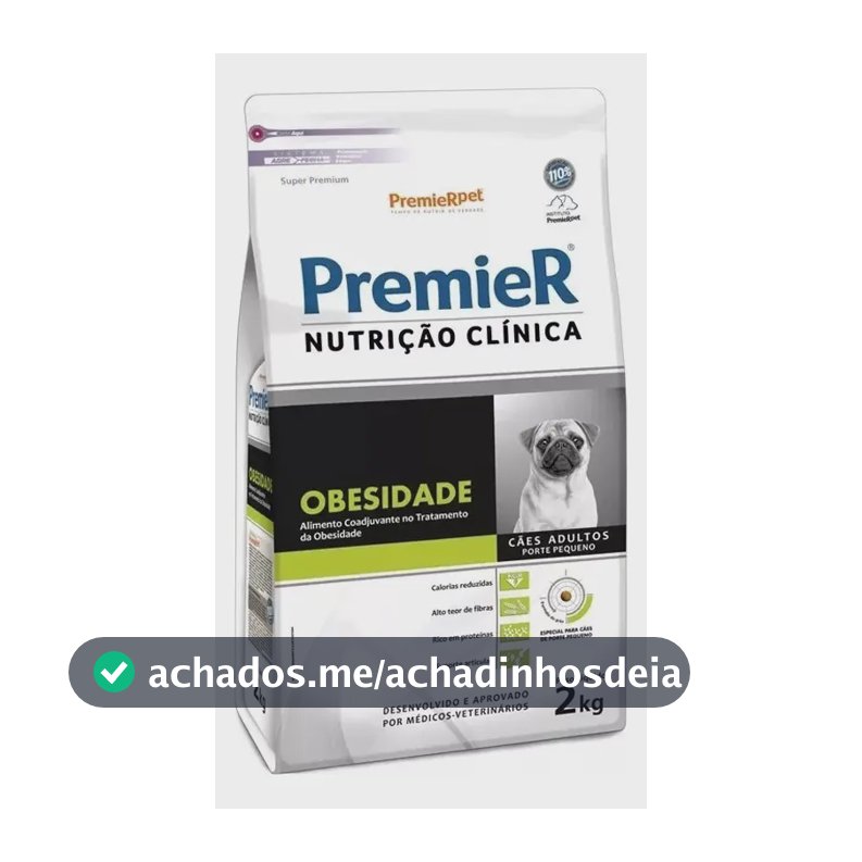 Ração Premier Nutrição Clínica Obesidade Cães Pequeno Porte Adultos 2 kg