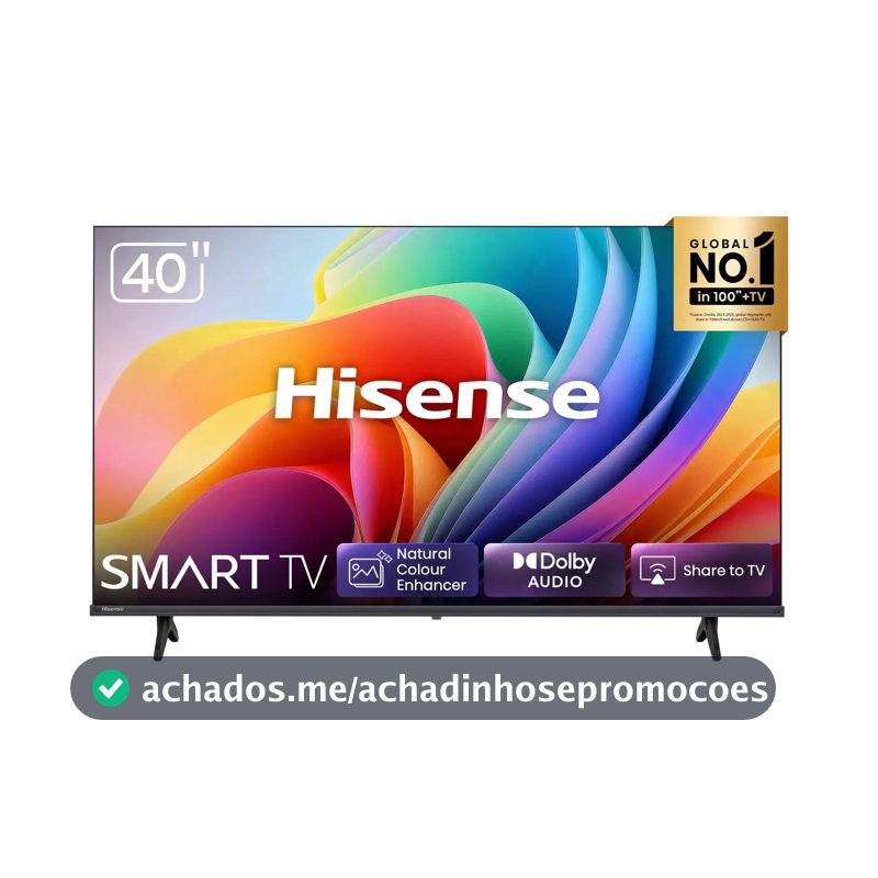 Smart TVHisense FHD 40" Polegadas 40A4NV com HDR10, DTS Virtual X, Compatibilidade Alexa