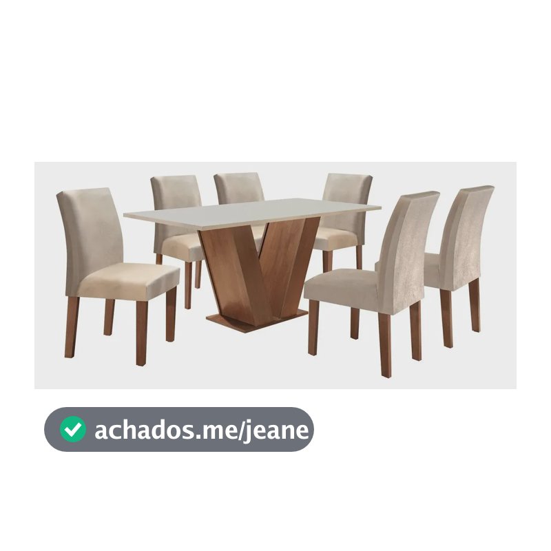 Conjunto Sala De Jantar Mesa Tampo Mdf 6 Cadeiras Espanha Fa Cor Chocolate/off White
