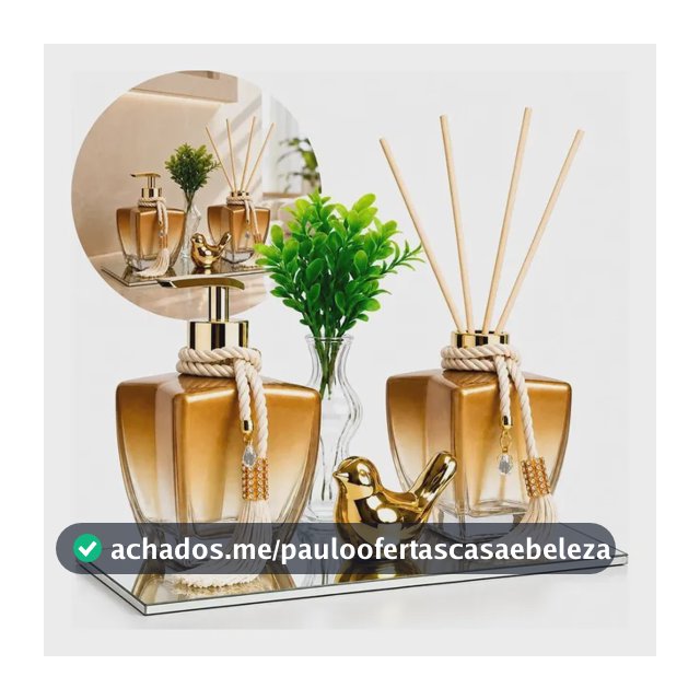 Kit Lavabo Luxo Saboneteira Difusor Aromatizador De Ambiente