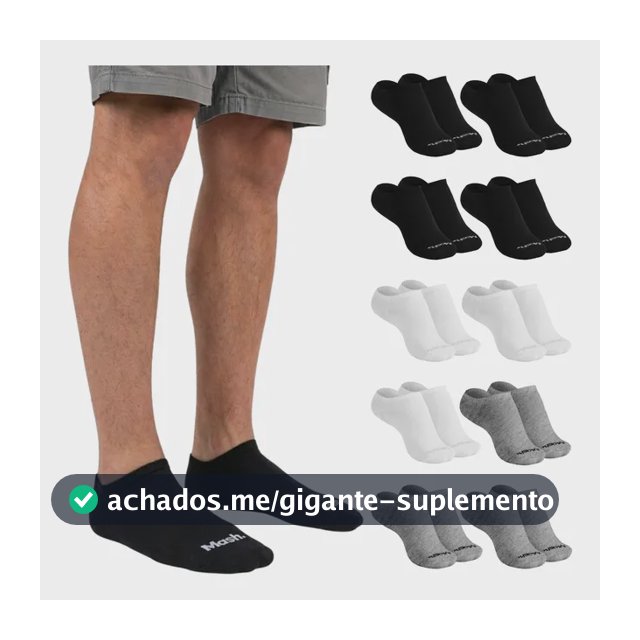 Kit 10 Pares Meia Invisível Soquete Algodão Confortável Mash