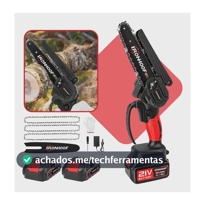 Mini Motosserra a Bateria Portátil Brushless 1000w Bivolt 2 Baterias